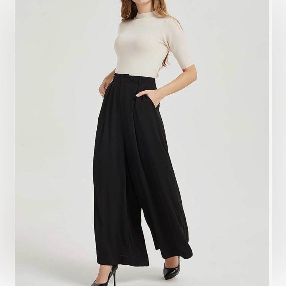 Womens High Waist Casual Wide Leg Long Palazzo Pants Trousers OS